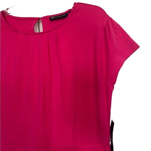 New York & Company Hot Pink Short Sleeve Preppy Fit & Flare Dress Size Large - Picture 5 of 9